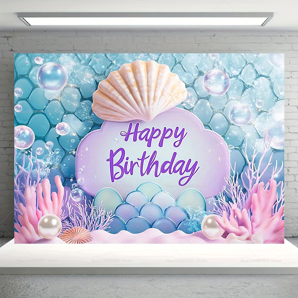 Baby Clothing Event - Mermaid Party Backdrops Children's Happy Birthday