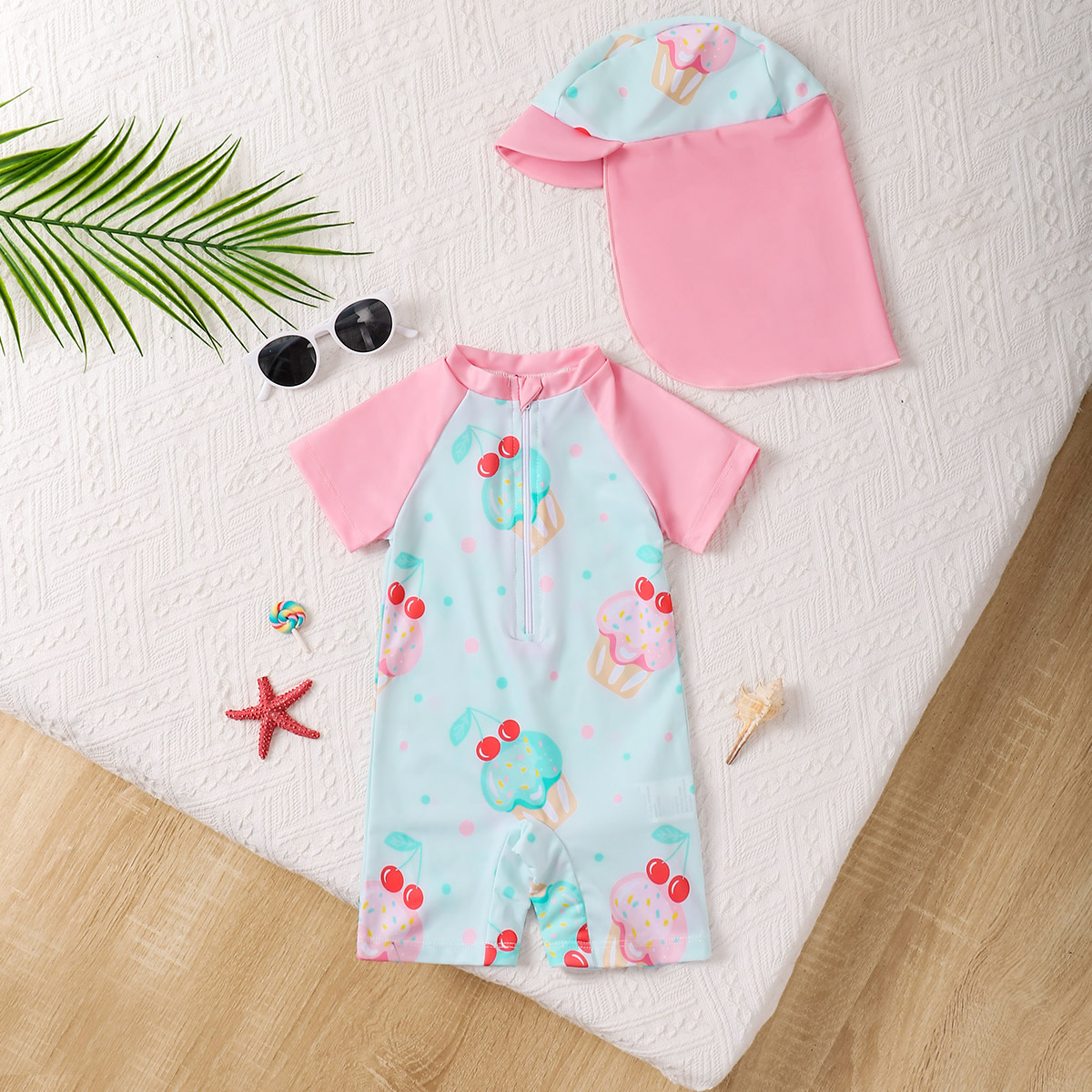 Baby Swimwear Uv - Baby Girl Summer Ice Cream Print