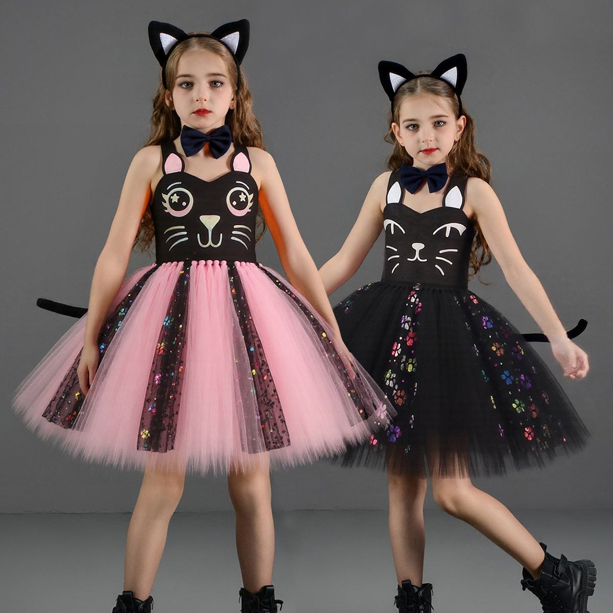 Baby Clothing Girls - Pink Black Cat Tutu Dress for