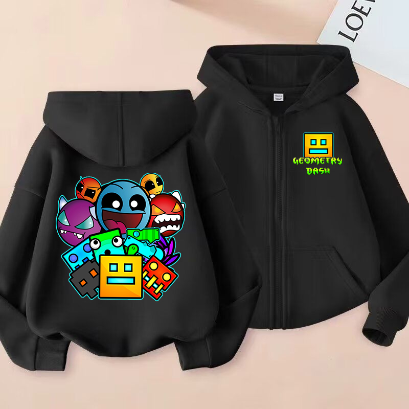 Baby Clothing Zip - Funny Zip Up Sweatshirts Geometry Dash