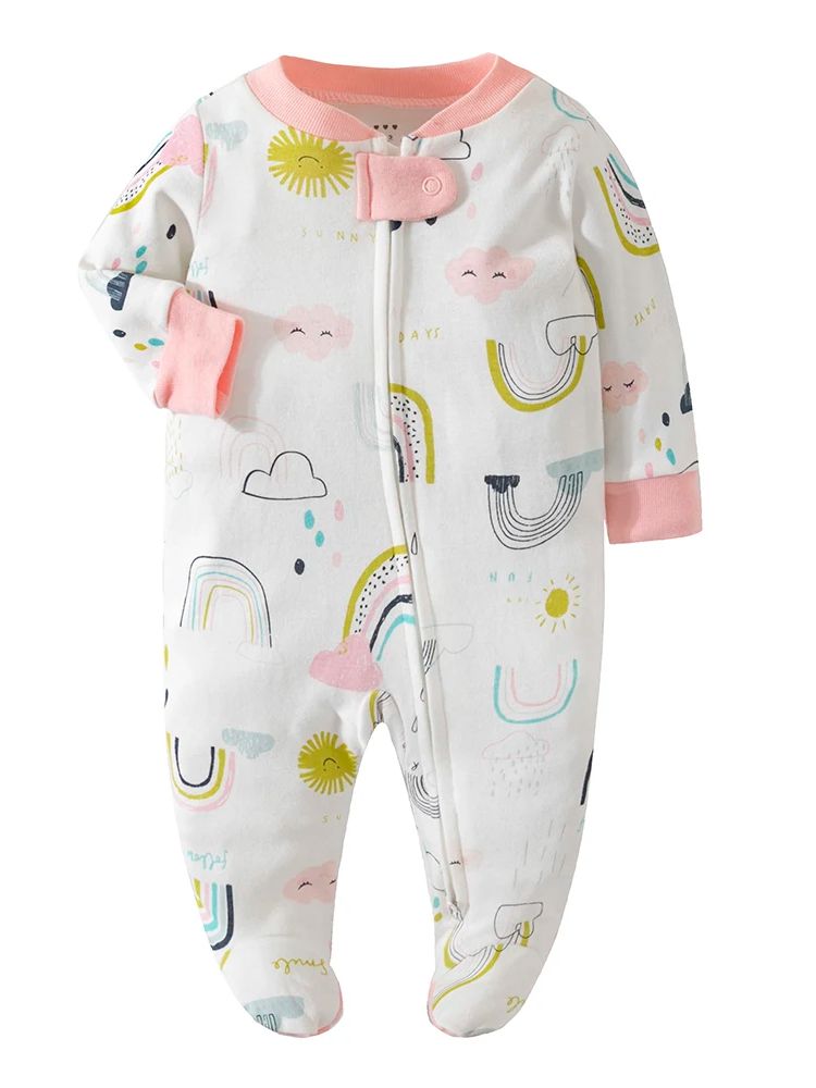Baby Clothing Zip - Unisex Newborn Baby Footed Pajamas Long