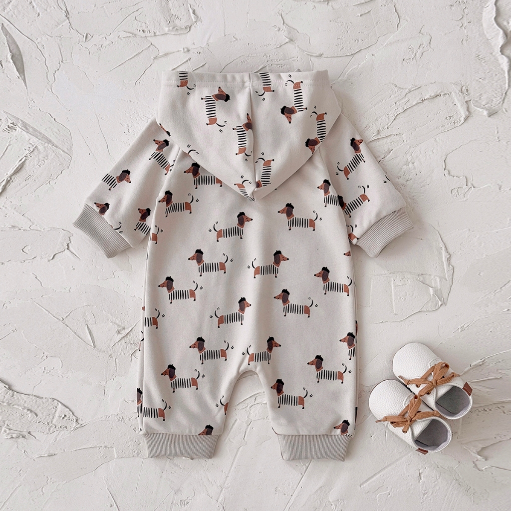 Autumn New Puppy Print Hooded  - Baby Clothing Zip reseña y precio