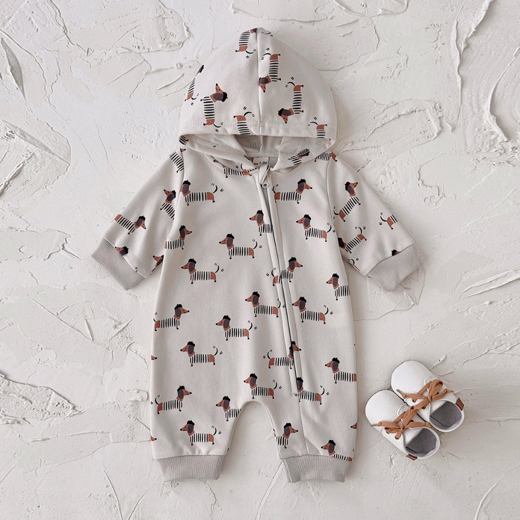 Autumn New Puppy Print Hooded  - Baby Clothing Zip reseña y precio