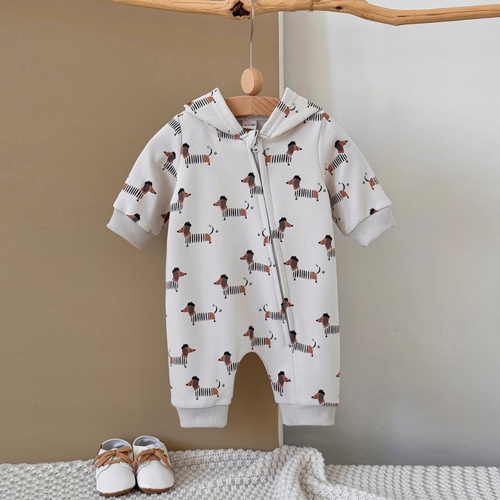 Autumn New Puppy Print Hooded  - Baby Clothing Zip reseña y precio