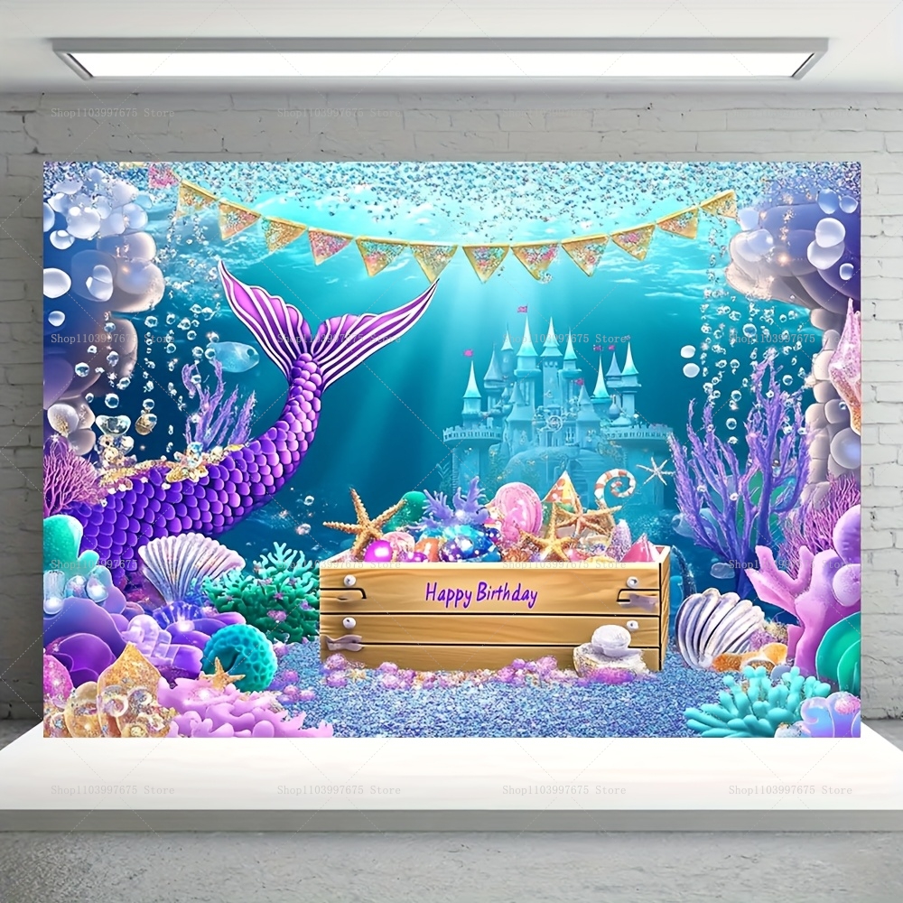 Mermaid Party Backdrops Childr - Baby Clothing Event reseña y precio
