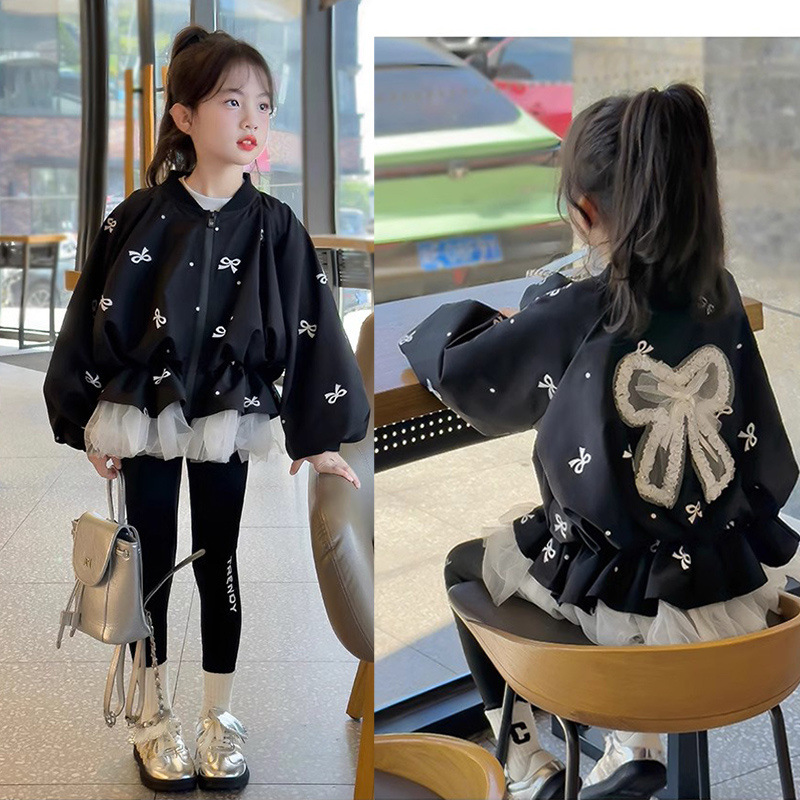 Kids Girls Coat Children's Bow - Baby Clothing Zip reseña y precio