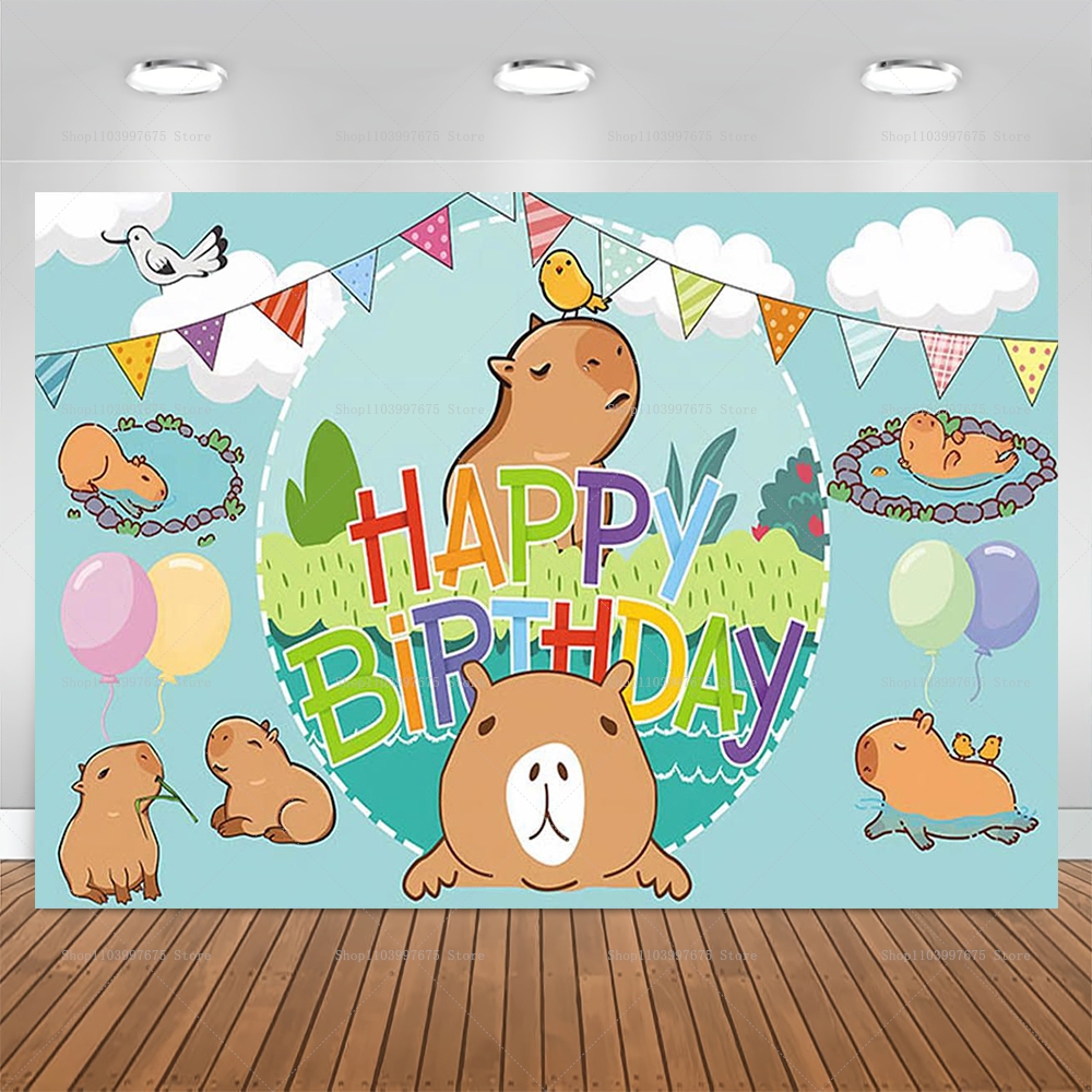 Cute Capybara Theme Backdrop C - Baby Clothing Event reseña y precio