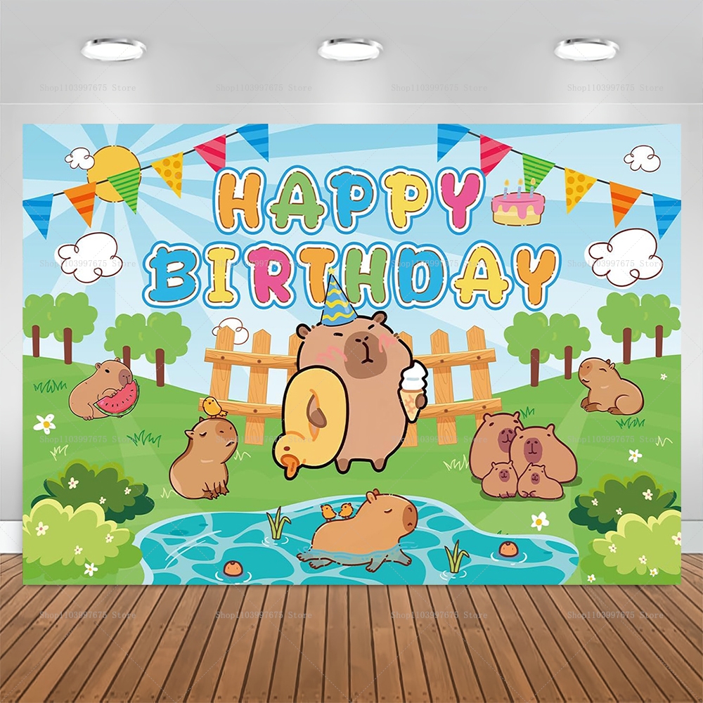 Cute Capybara Theme Backdrop C - Baby Clothing Event reseña y precio