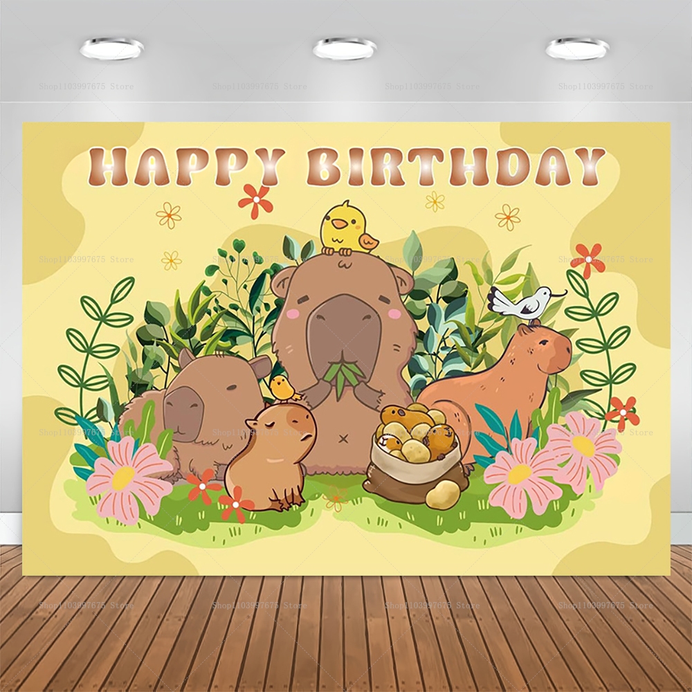 Cute Capybara Theme Backdrop C - Baby Clothing Event reseña y precio