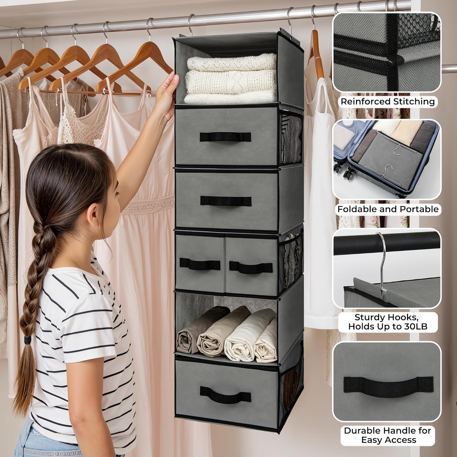 6-Shelf Hanging Closet Organiz - Baby Clothing Images reseña y precio