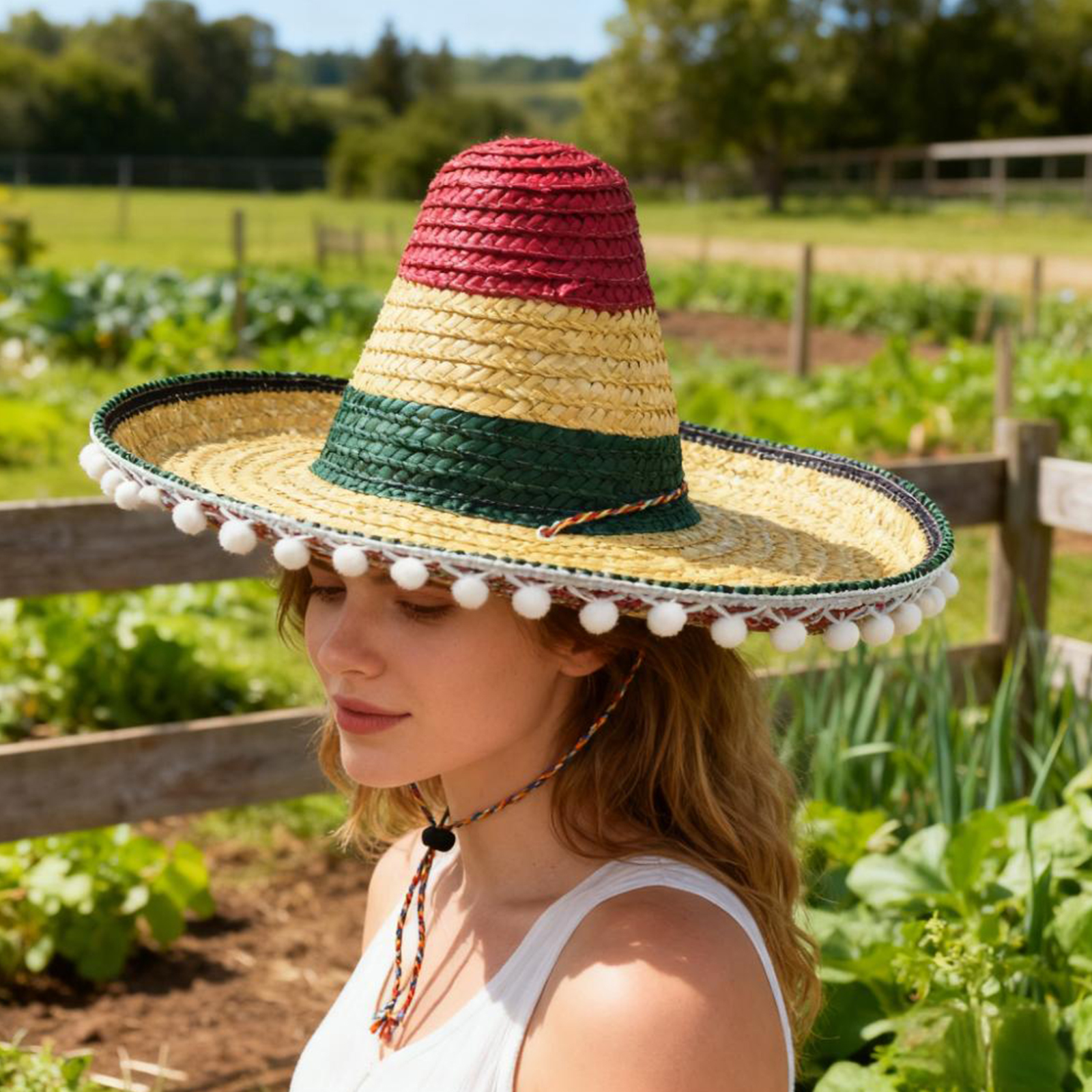 Mexican Straw Hat Carnival Wid - Sun Hat Wide Brim reseña y precio