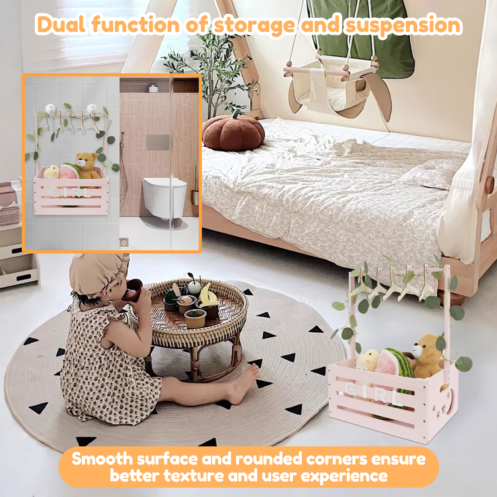 Wood Baby Shower Storage Baske - Baby Clothing Storage reseña y precio